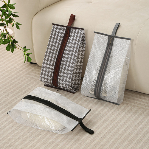 Houndstooth shoe storage bag multi-functional portable transparent dust-proof and moisture-proof shoe bag boots boots and boot protective bag