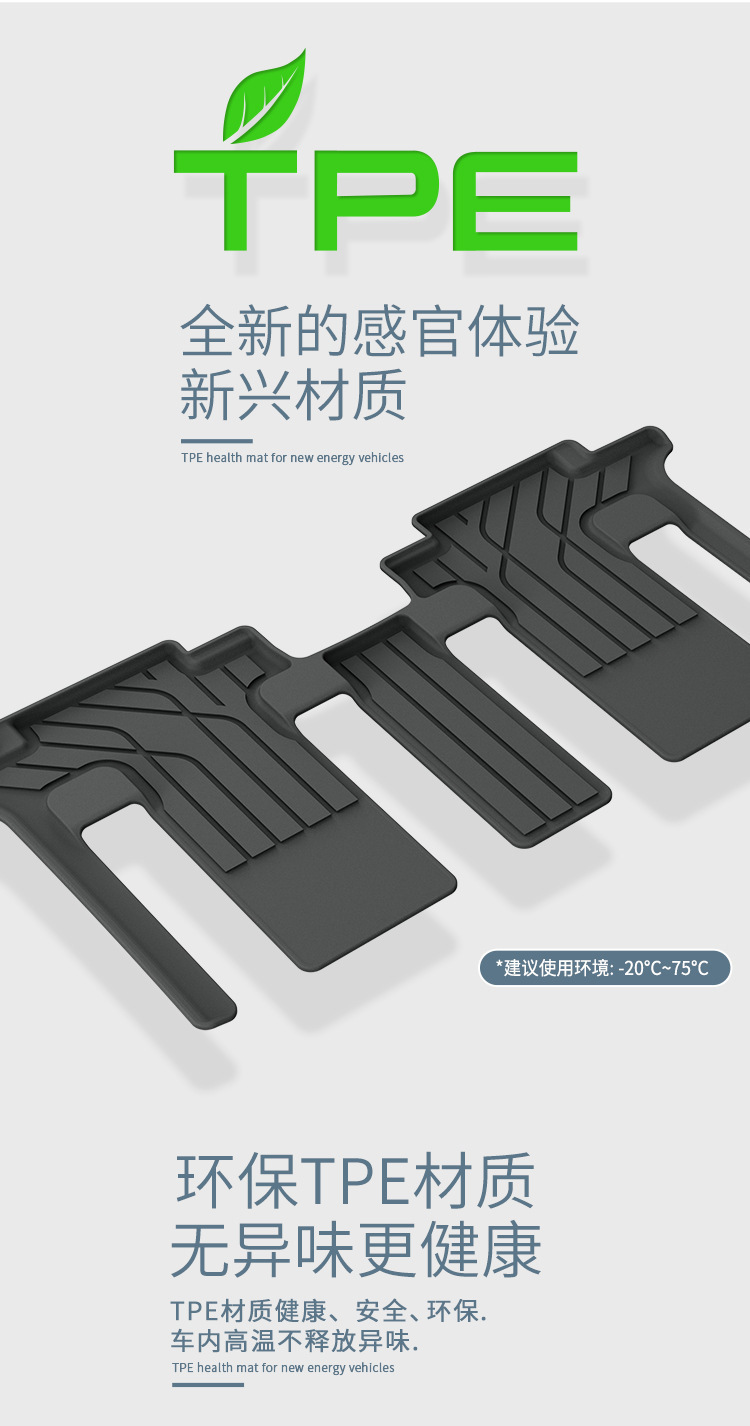 Suitable for 24-25 Trumpchi E9 Car Floor Mats, Fully Environmentally Friendly Tpe Trunk Mats, Stain-Resistant Seat Back Cushions