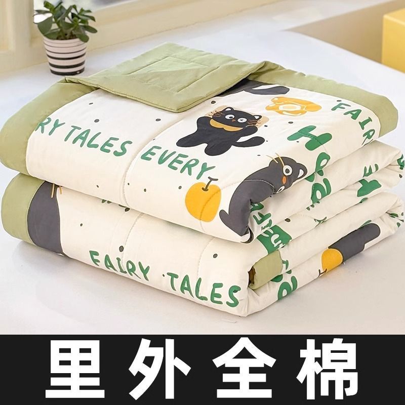 Edredón de verano de algodón puro para dormitorio de estudiantes, cama individual, edredón refrescante de verano para niños, totalmente de algodón, lavable a máquina, edredón de primavera, otoño y verano, cama para niños