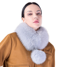 韩版新款清新冬季毛球狐狸毛围脖真毛女士狐狸毛毛围巾加厚毛领子