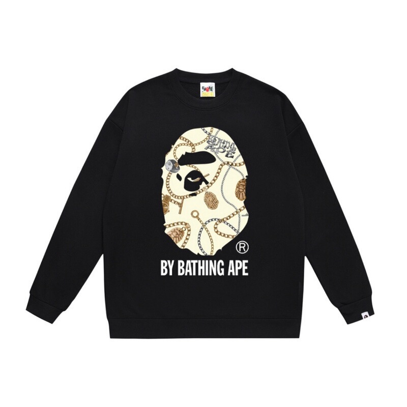 Cross-Border Autumn and Winter Trendy Brand Bape Ape Head Cartoon Camouflage Joint Men's and Women's Loose Versatile Round Neck Sweatshirt Couple Wear