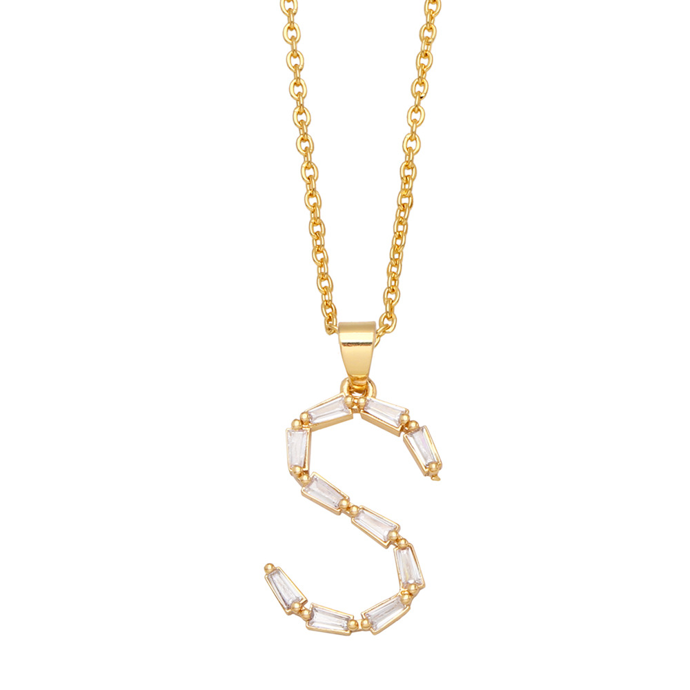 Fashion Letter Copper Inlay Zircon Pendant Necklace 1 Piece