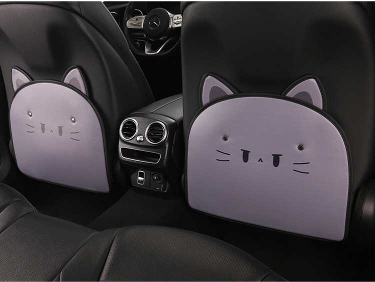 Car Anti-Kick Pad Cartoon Cute Stereo Ears Kidsren's Seat Back Anti-Scratch Pad Universal Decorative Rear Seat Back Anti-Kick