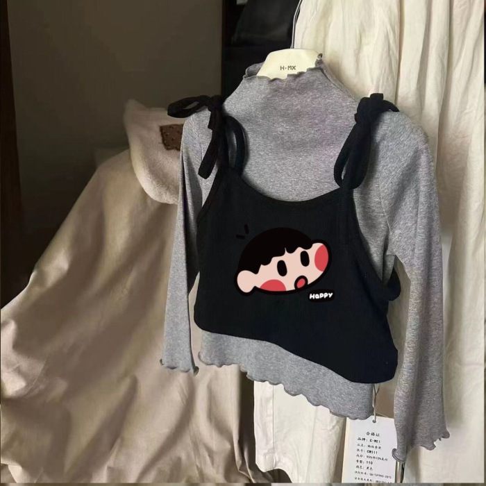 그레이 바텀 셔츠 + 블랙 조끼 [행복한 크레용신짱]