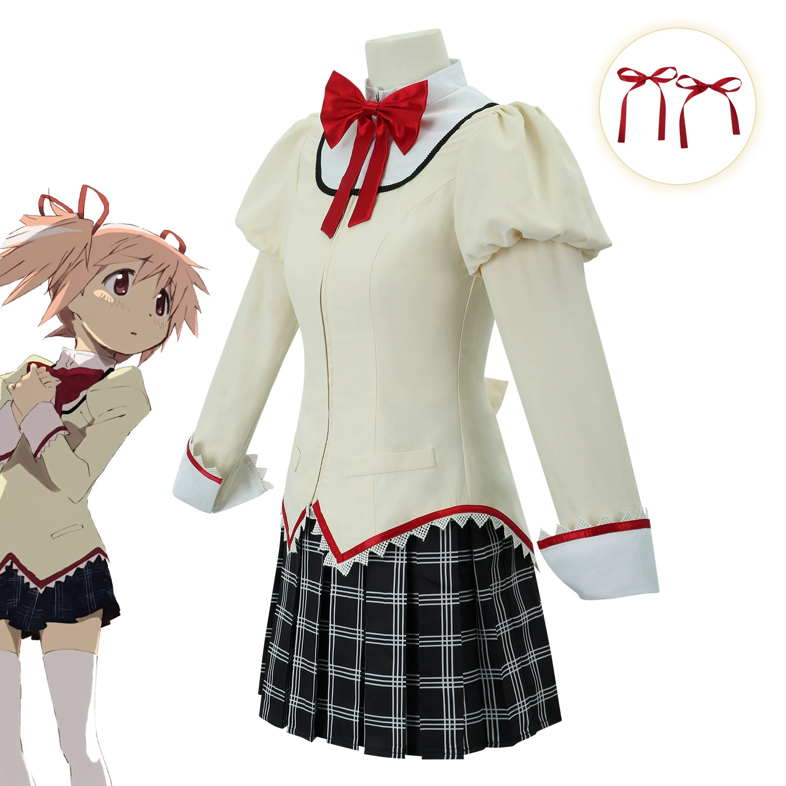 Косплей школьная форма (Puella Magi Madoka Magica) — стили Хомура и Сайяка, полный комплект и парик, XS–XXXL