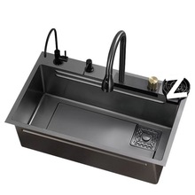 不锈钢家用纳米厨房飞雨瀑布一整套水槽洗菜单槽厂家厂家直销