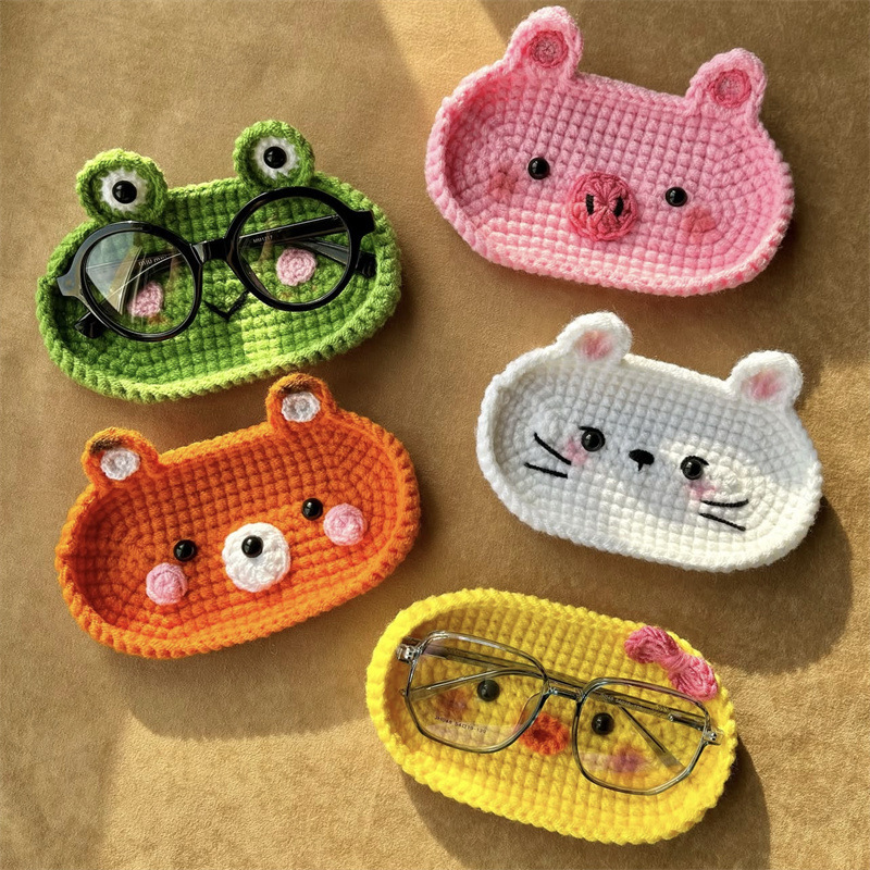 Amazon Cross-border New Handmade Crochet Animal Series Glasses Storage Box Woven Finished Holiday Gift