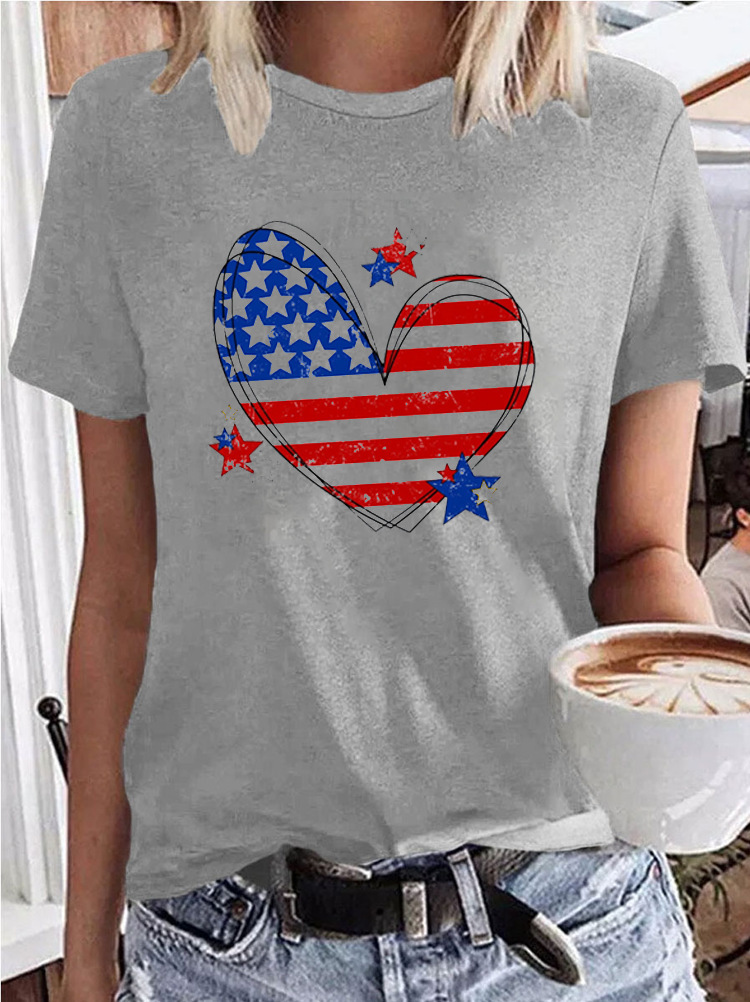 Women's T-shirt Short Sleeve T-shirts Printing Streetwear Heart Shape display picture 1