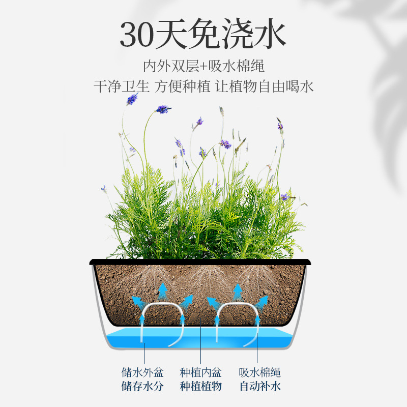 陽台蔬菜懶人種菜盆種菜箱生產批發塑料花盆長方形種植箱新款花槽