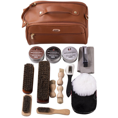 Leather shoe polish shoe brush 20 pieces genuine leather shoehorn sheep care oil leather goods cleaning shoe polishing tool set polishing