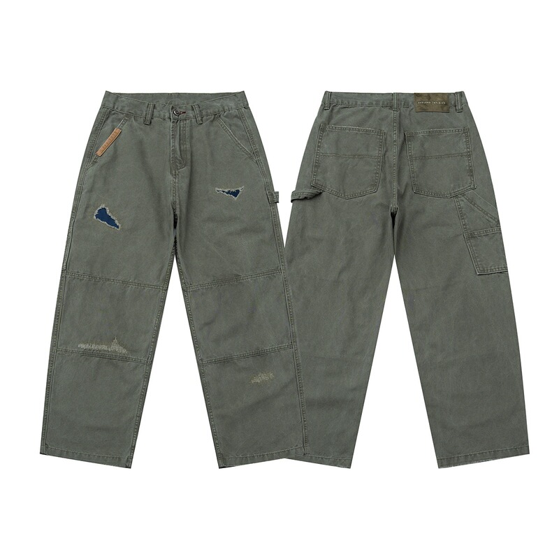 Beijie Men's Wear 2026 Summer New Patchwork Split Patch Cargo Pants Men's Trendy Straight-Leg Casual Long Pants