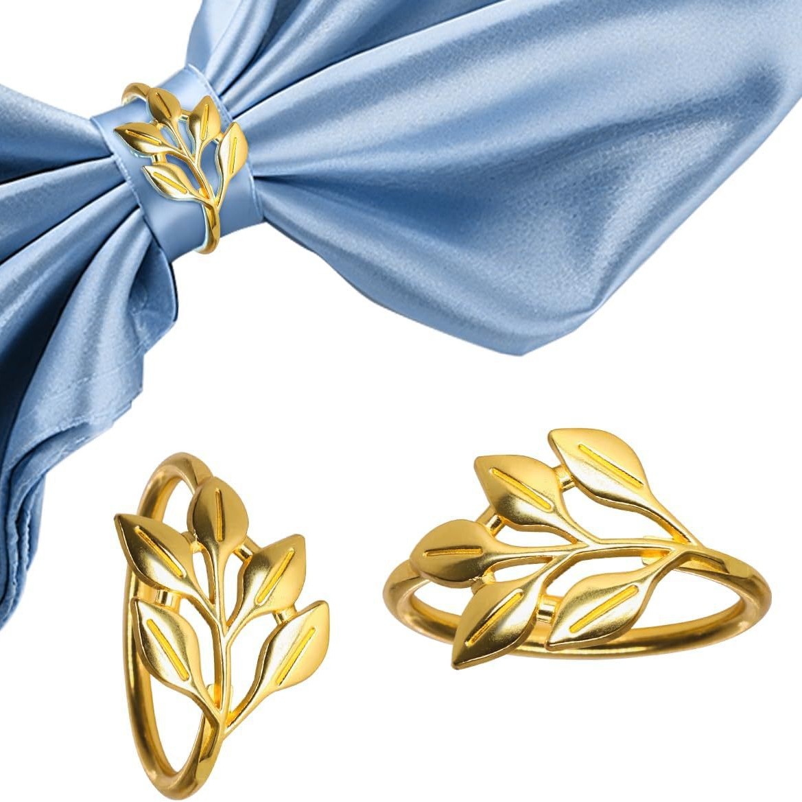 European and American Cross-Border Golden Leaf Napkin Ring Metal Wedding Hotel Table Decoration Simulated Leaf Napkin Buckle