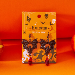 クロスボーダーヨーロッパとアメリカの新しいハロウィンバットクリスタルイヤリング誇張ゴシックホリデーバットイヤリングレトロイヤリング