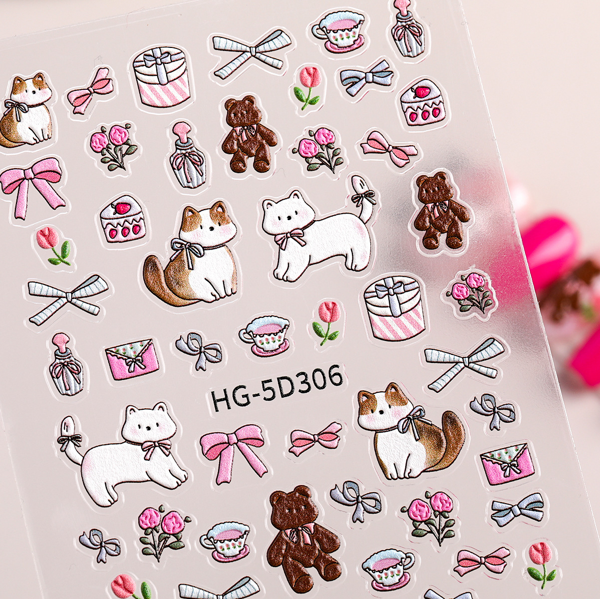 11g Weight Nail Decals  Classification of Nail Art Accessories Nail Patches Nail Supplies PET, tpu Material Animal, Cartoon Pattern Cute Style Cute Animal Cartoon PET Tpu Nail Patches 2