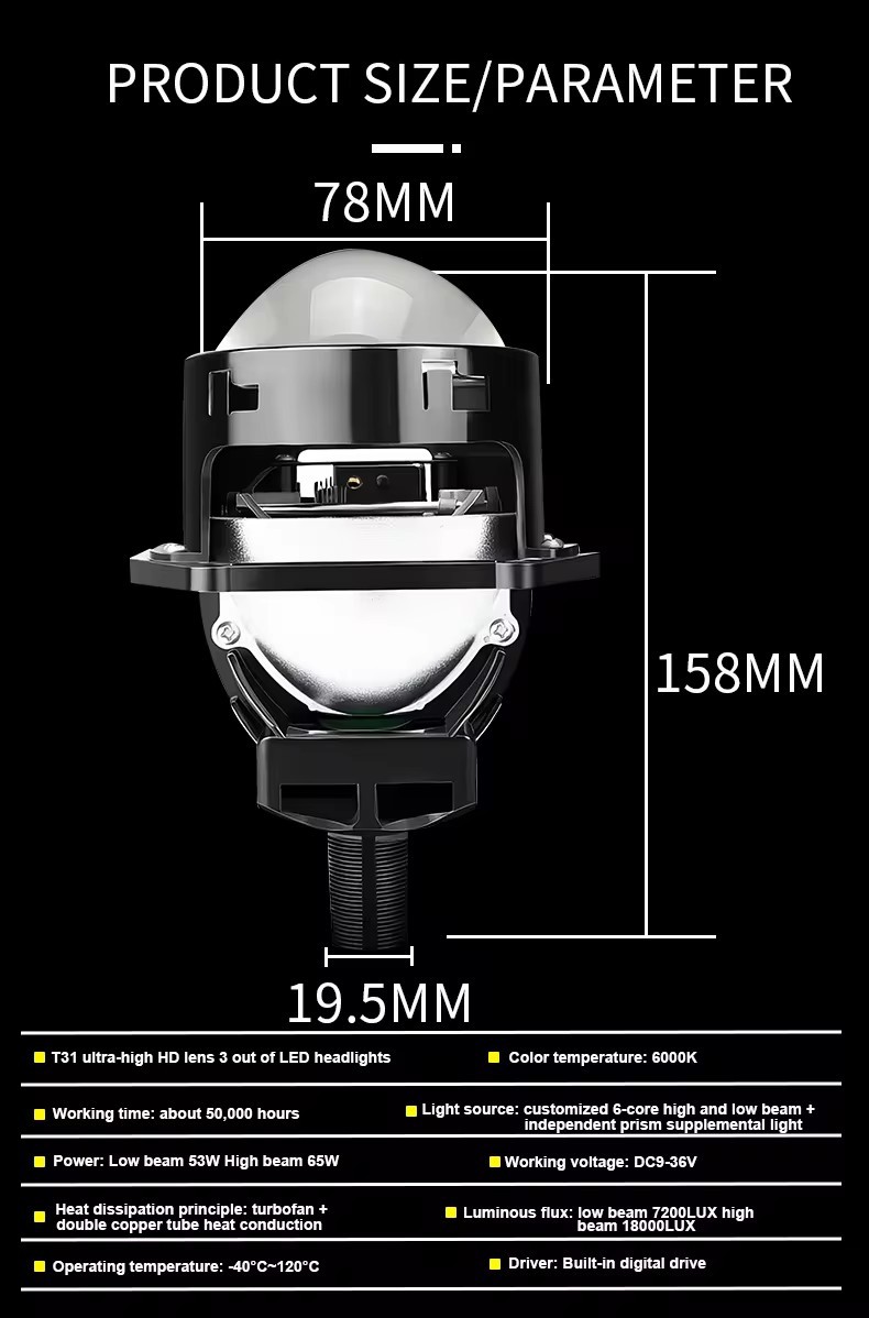 2025 venta caliente de automóviles led faro P02 lente de luz dual LED 65W luz láser de alta potencia faro bombilla de xenón