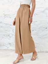 I 16121 Cotton Linen High Waist Pants 棉麻高腰阔腿裤 跨境代