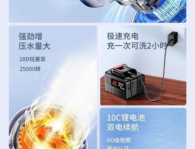 Watering spray lithium battery brush car wireless car washer spray gun ultra-high pressure water gun household electric sprayer