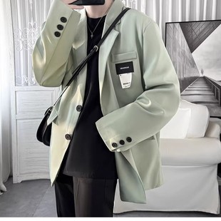 British Yuppie Men's Wear White Suit Thug Men's Jacket Autumn and Winter Cold Wind High-end Sense Trendy Brand Yuppie Suit