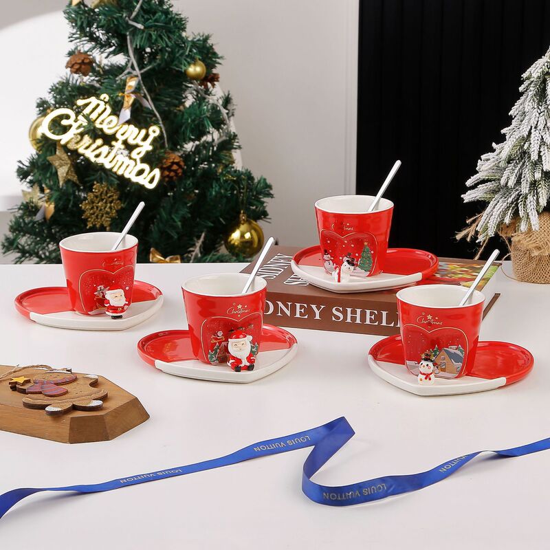 Christmas coffee cup plate suit mug gift tableware cross-border foreign trade partner gift company activity Christmas coffee cup plate suit mug gift tableware cross-border foreign trade partner gift company activity
