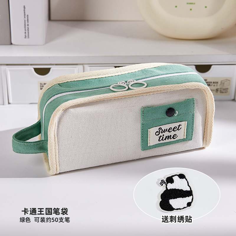 Bolsa de lienzo simple de gran capacidad para estudiantes de primaria encantadora caja de papelería Capibara niñas de secundaria secundaria bolsas de papelería para niños