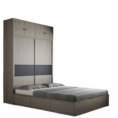 Japanese-style futon wardrobe bed integrated small apartment bedroom multi-functional storage bed Nordic modern minimalist panel bed