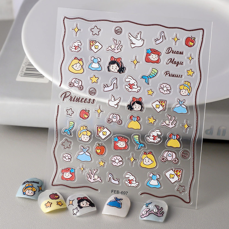 Little Red Book cartoon Q version Princess diy hand account decorative stickers embossed nail beauty Three-dimensional mermaid nail stickers Apple Little Red Book cartoon Q version Princess diy hand account decorative stickers embossed nail beauty Three-dimensional mermaid nail stickers Apple
