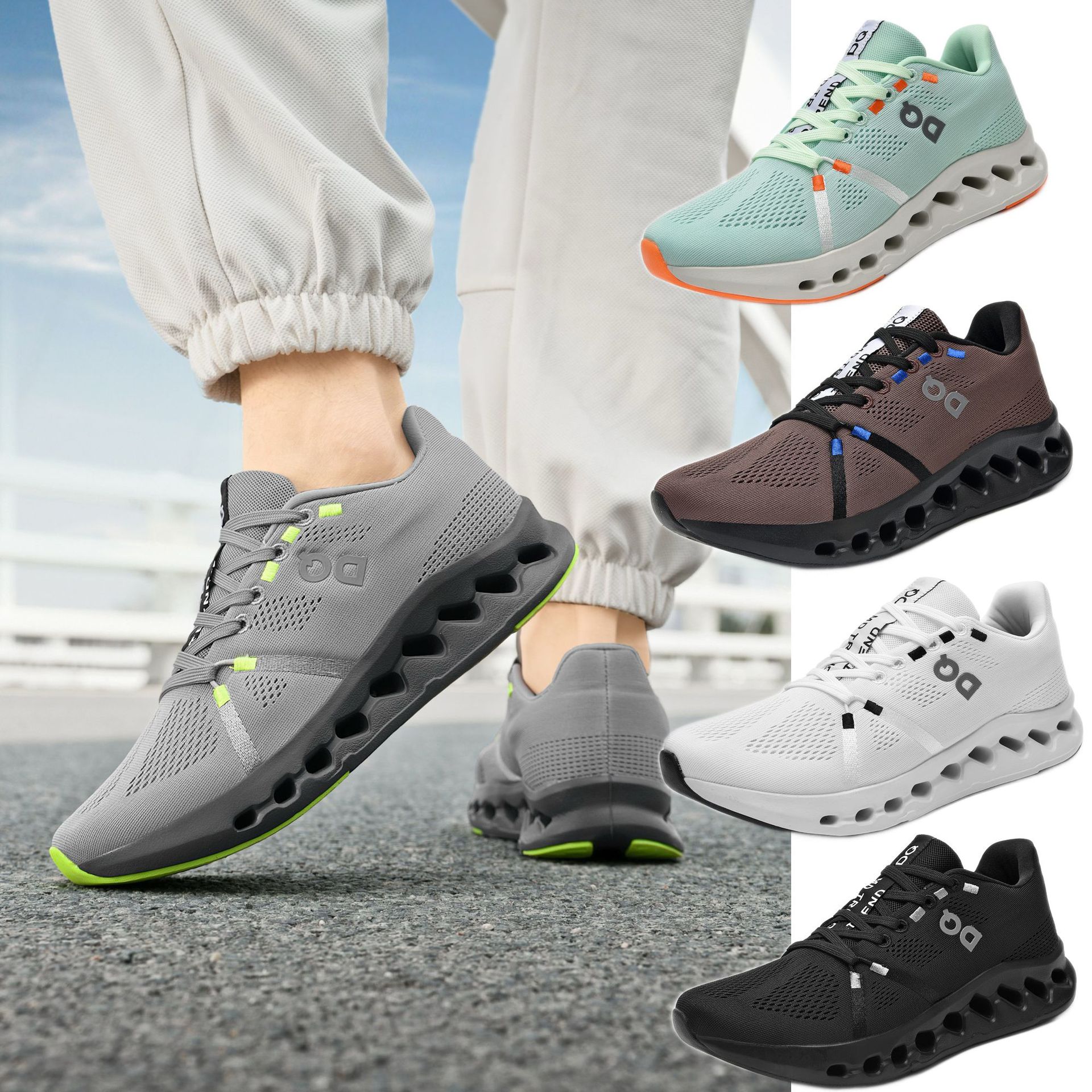 Cross-border foreign trade 2026 sports shoes, fly-knit mesh breathable all-season casual shoes, non-slip cushioning marathon running shoes