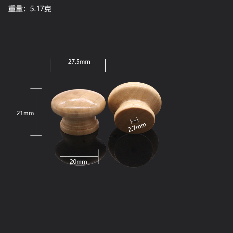 Cajón de madera maciza manija redonda accesorios de muebles chinos Puerta de gabinete solo agujero en forma de hongo manija de madera manija de la puerta del armario image 8