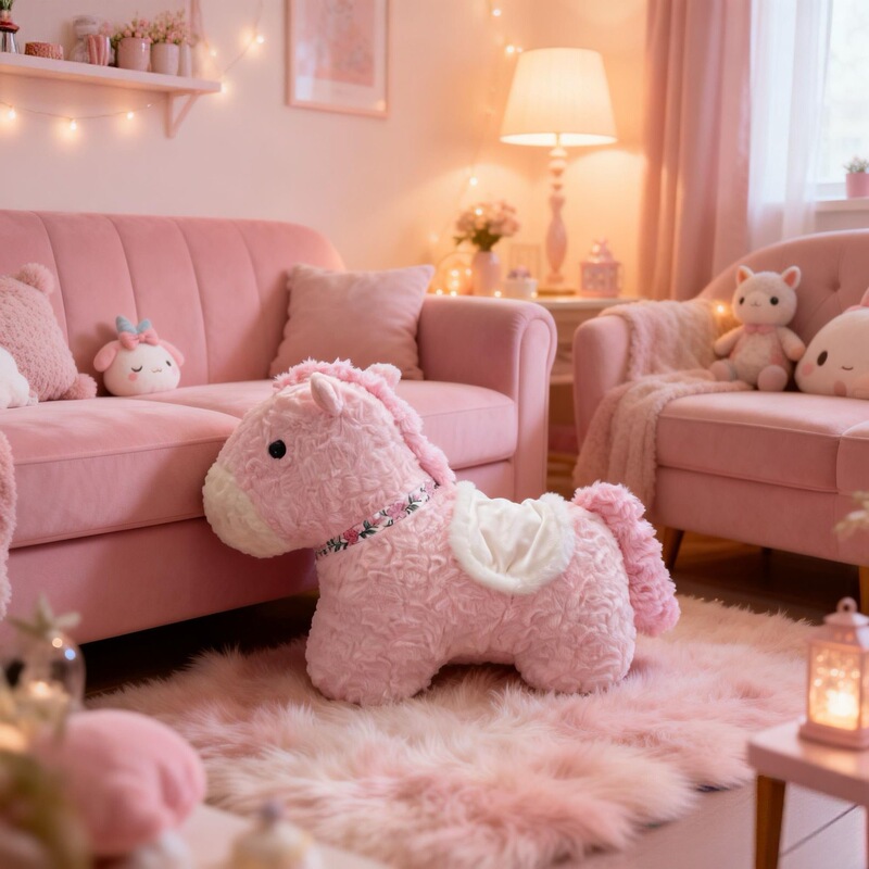 Pink Cute Little Pony Shaped Pillow Sofa Cushion Decoration Girly Pony Plush Toy Doll