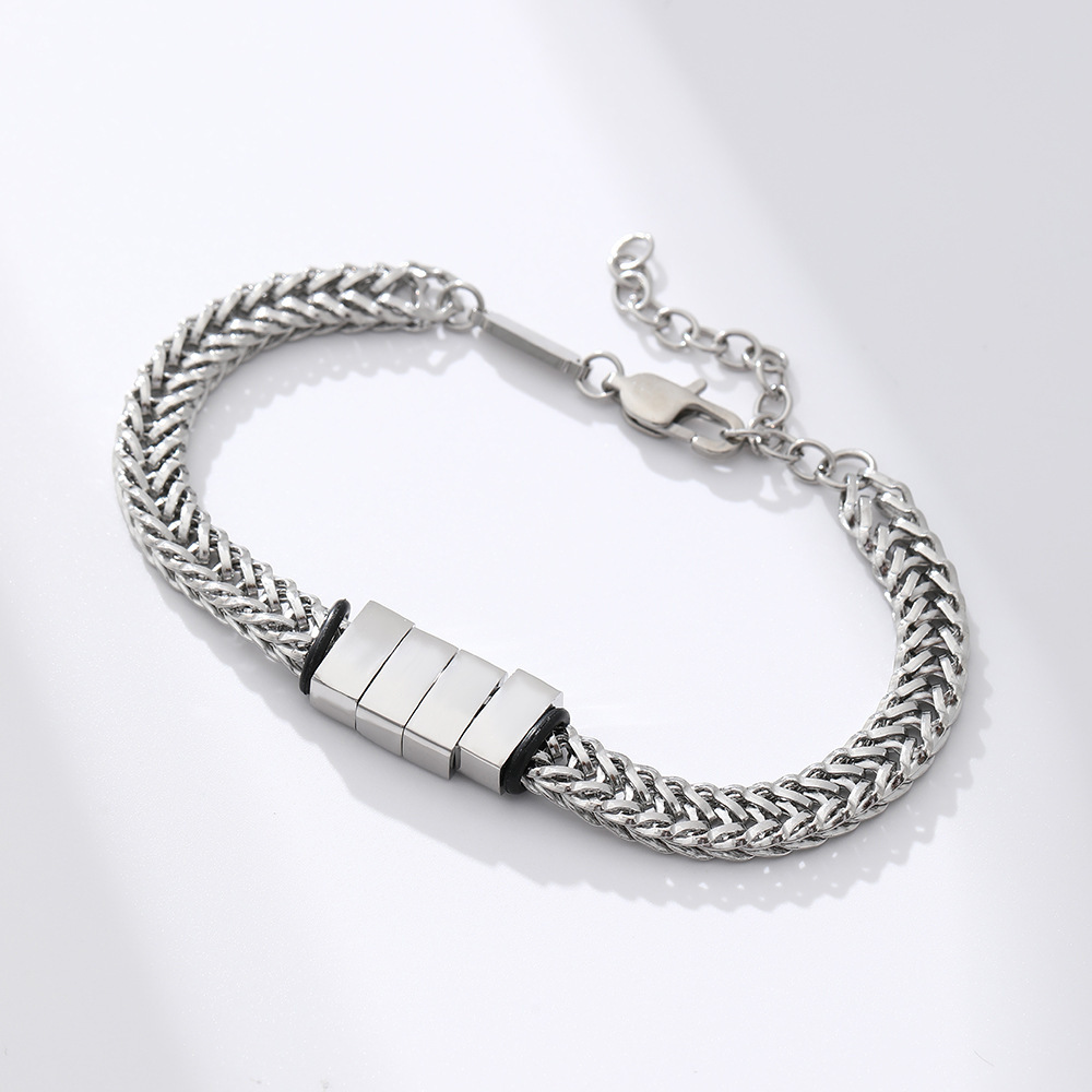 Steel bracelet, glossy beads, 1 pieces
