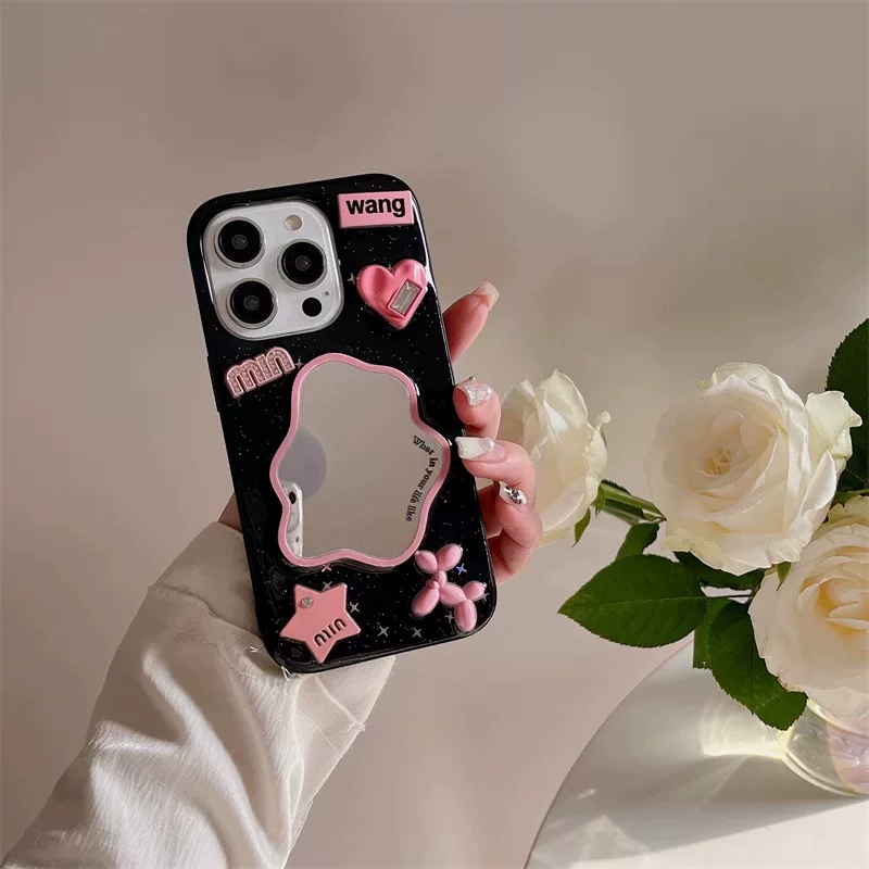 Чехол для телефона (Apple) iPhone 7–17 серия, зеркальная задняя панель, модные 3D подвески