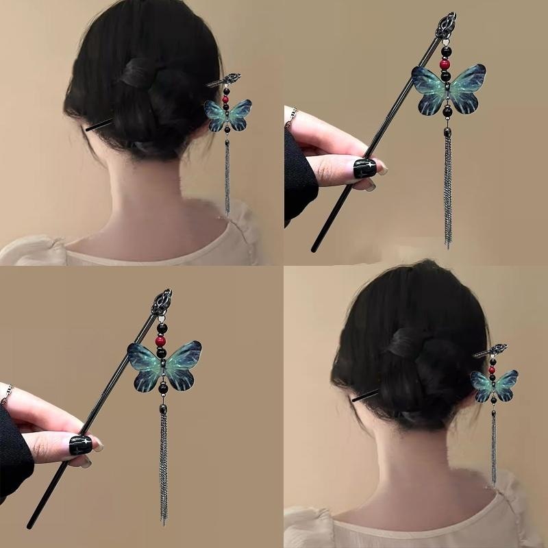 百搭盘头发幻境蝴蝶发簪古典发饰固定精致小众头饰简约美学耐用
