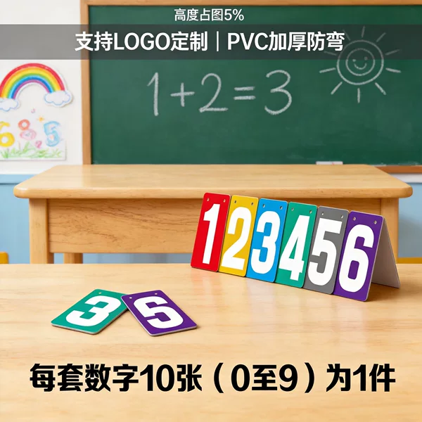 Early education colorful number board scoring accessories in red, yellow, blue, green, and gray