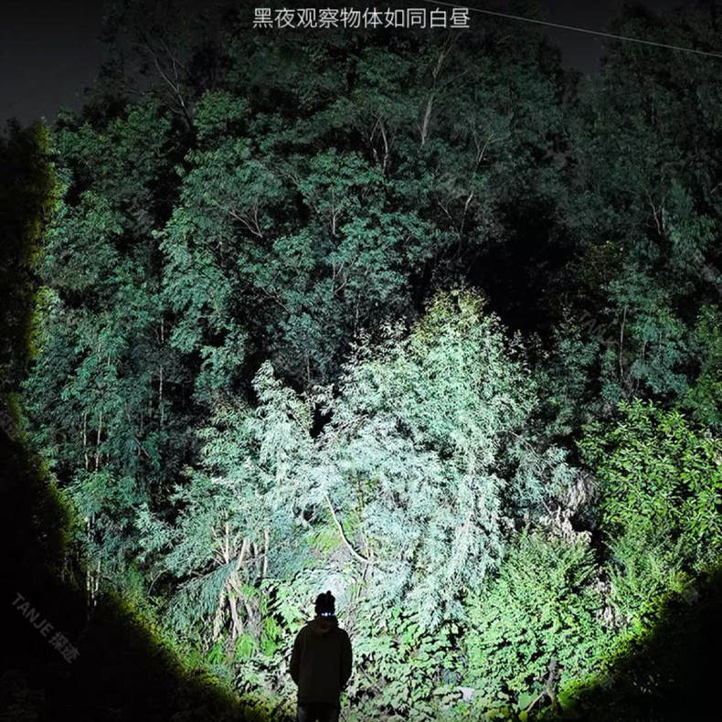 Nuevo faro de cámara con sensor de luz fuerte, blanco, azul, amarillo, tres fuentes de luz, mecha, telescópica al aire libre, luz de pesca nocturna portátil de largo alcance