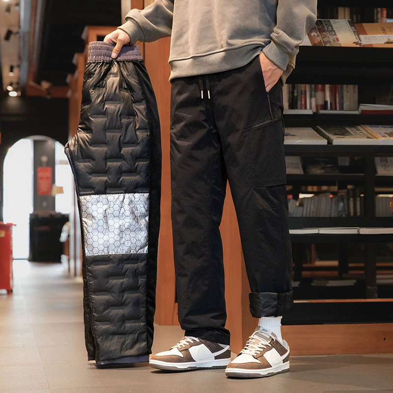 Мужские белые утиные пуховые брюки осень-зима новая мода на открытом воздухе ветрозащитный водонепроницаемый теплый внешний надел графеновые комбинезоны