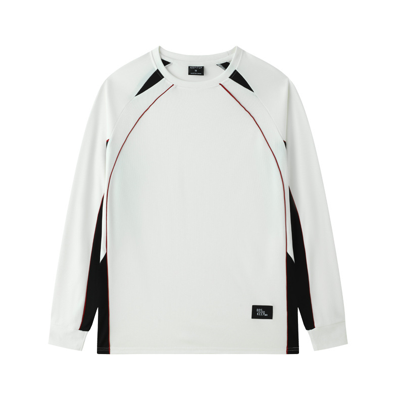 American Retro Splicing Long-Sleeved Thin Style Can Be DIY Printed with Letter Patterns Sports Running Fitness Training Clothes Quick-Drying Men's t