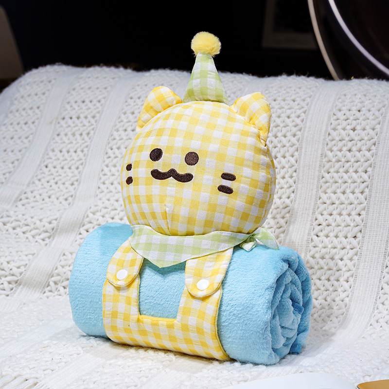 Bebés de dibujos animados encantadores muñecas de animales con mantas muñecas de peluche 2 en 1 para niños y niñas siesta almohada mantas