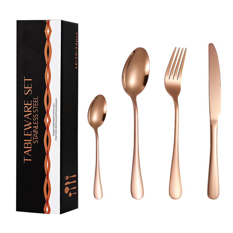 Amazon popular vajilla de acero inoxidable occidental 16 piezas traje 1010 cuatro piezas principales cuchillo, tenedor y cuchara traje de caja de regalo transfronterizo