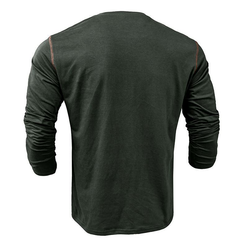 217g Weight Long Sleeve Sleeve Length Half Placket Placket Type Regular Sleeve Sleeve Type Cotton Blend Fabric Type Regular Top Length T-shirt Tops Type Daily Occasion Round Neck Neckline Breathable Function Regular Fit Fit Type Solid Color Pattern Spring, Autumn Season Men's Gender Casual Style Wholesale Men's Casual Solid Color Long Sleeve Men's Tops 14