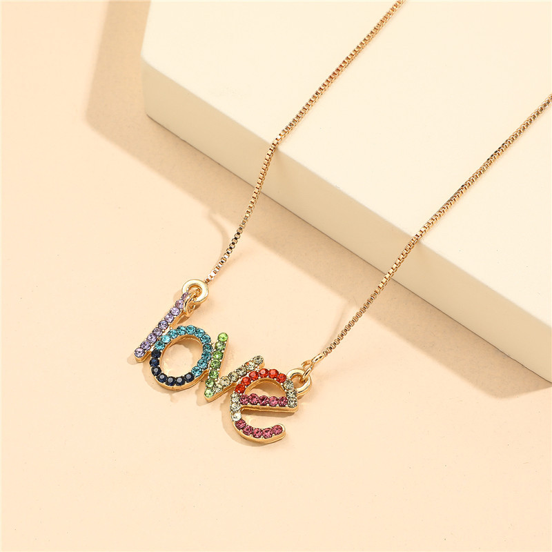 Fashion Love Alloy Inlay Rhinestones Kid's Necklace display picture 3
