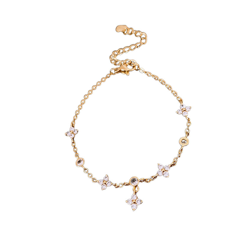 Pulsera de trébol de cuatro hojas con flores de circón súper parpadeante, lujo ligero, estilo frío, pulsera exquisita, sentido de alta gama, joyería de nicho femenina image 6