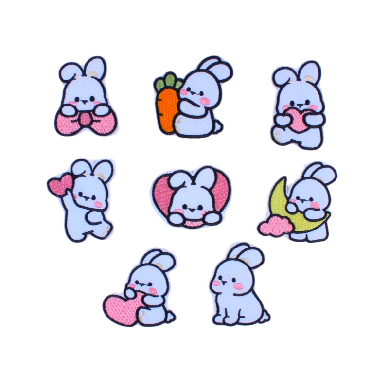 卡通小兔子布贴亚马逊跨境背胶熨烫补丁贴DIY服装辅料饰品徽章仔