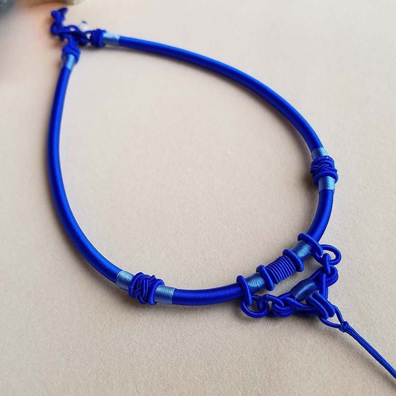 手编绳DIY黑项圈玉佩挂项链结吊坠男女编织简约时尚|undefined
