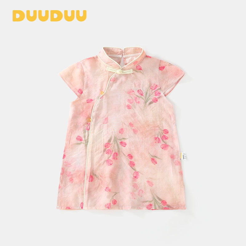 Duuduu Chinese Style 2025 New Baby Clothes Girls Skirts Baby Clothing Thin Girls Dresses Summer