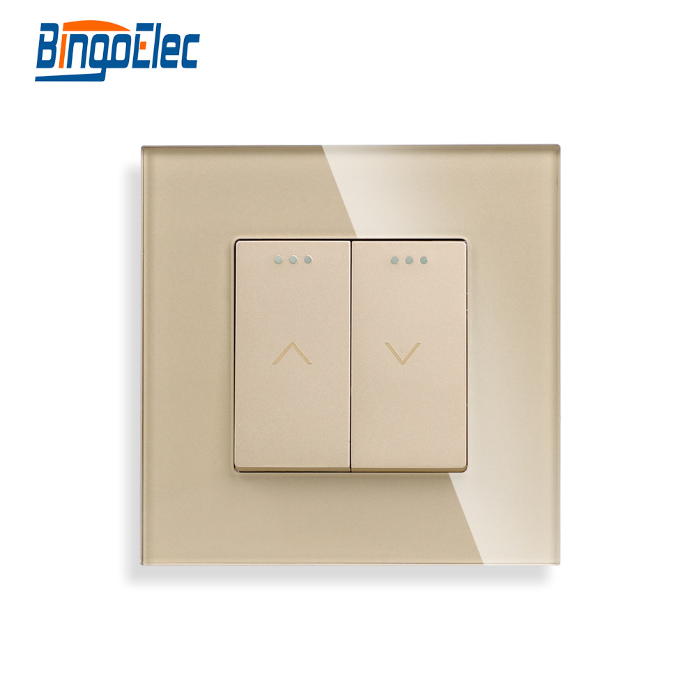 机械窗帘开关欧式插座德式插座带接地欧盟插座金色