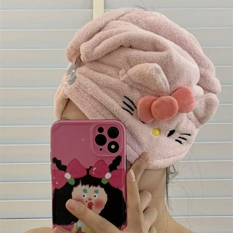 可爱凯蒂猫干发帽女ins珊瑚绒加厚吸水包头巾少女心干发巾不掉毛
