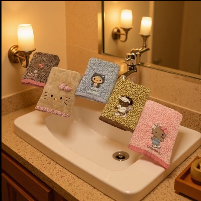 Shuangli Brand Leopard Print Towel Bath Towel Dry Hair Cap Shower Cap Bath Skirt Bathrobe Hand Towel Cartoon Cat Does Not Shed Hair