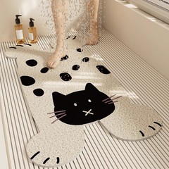 透かし彫りバスルーム用シルクサークルマット、漫画の猫柄シャワールーム用足元マット、汚れ落とし、洗濯可能、ワンピース配送、家庭用