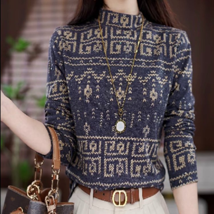 Trendy and Versatile Printed Half-High Collar Fleece Top for Autumn and Winter 2025, Popular for Dropshipping