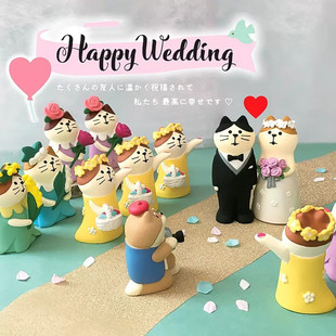 Japanese cat zakka wedding lover car home Cat resin cute ins small ornaments gift miniature shooting